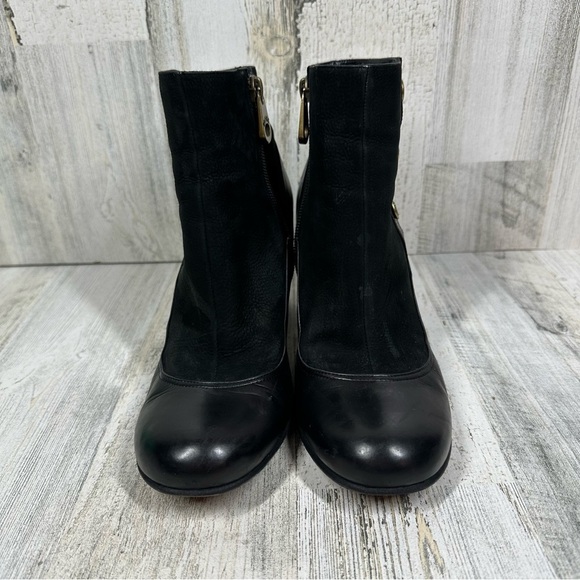 Marc by Marc Jacobs Black Leather Ankle Boots with Gold Hardware Buttons #365 - Picture 4 of 14